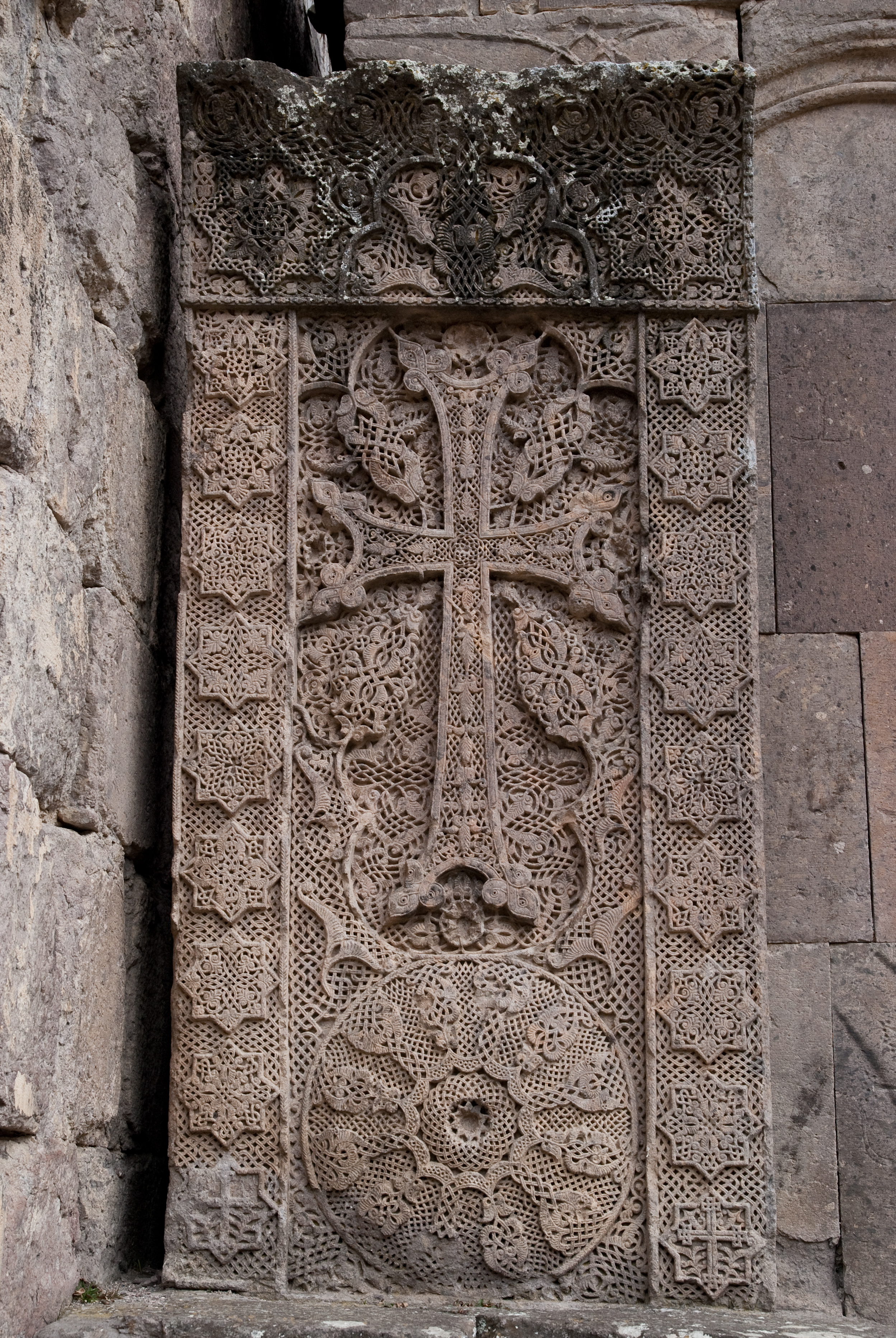 An intricately carved khachkar
